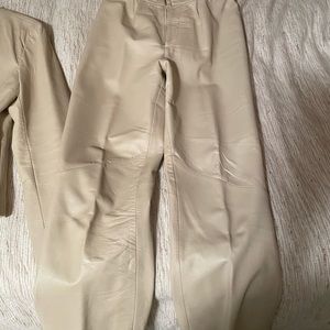 Cream coloured soft real leather pant suit